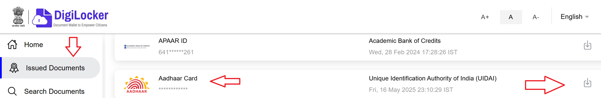Aadhaar Card Download Digilocker