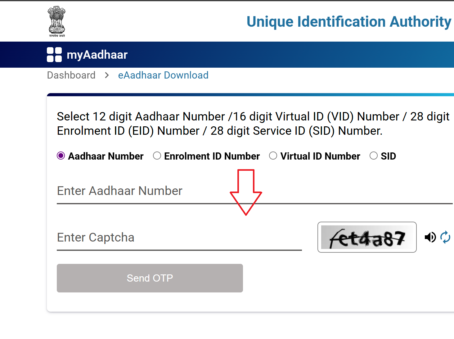 Download Aadhaar Page