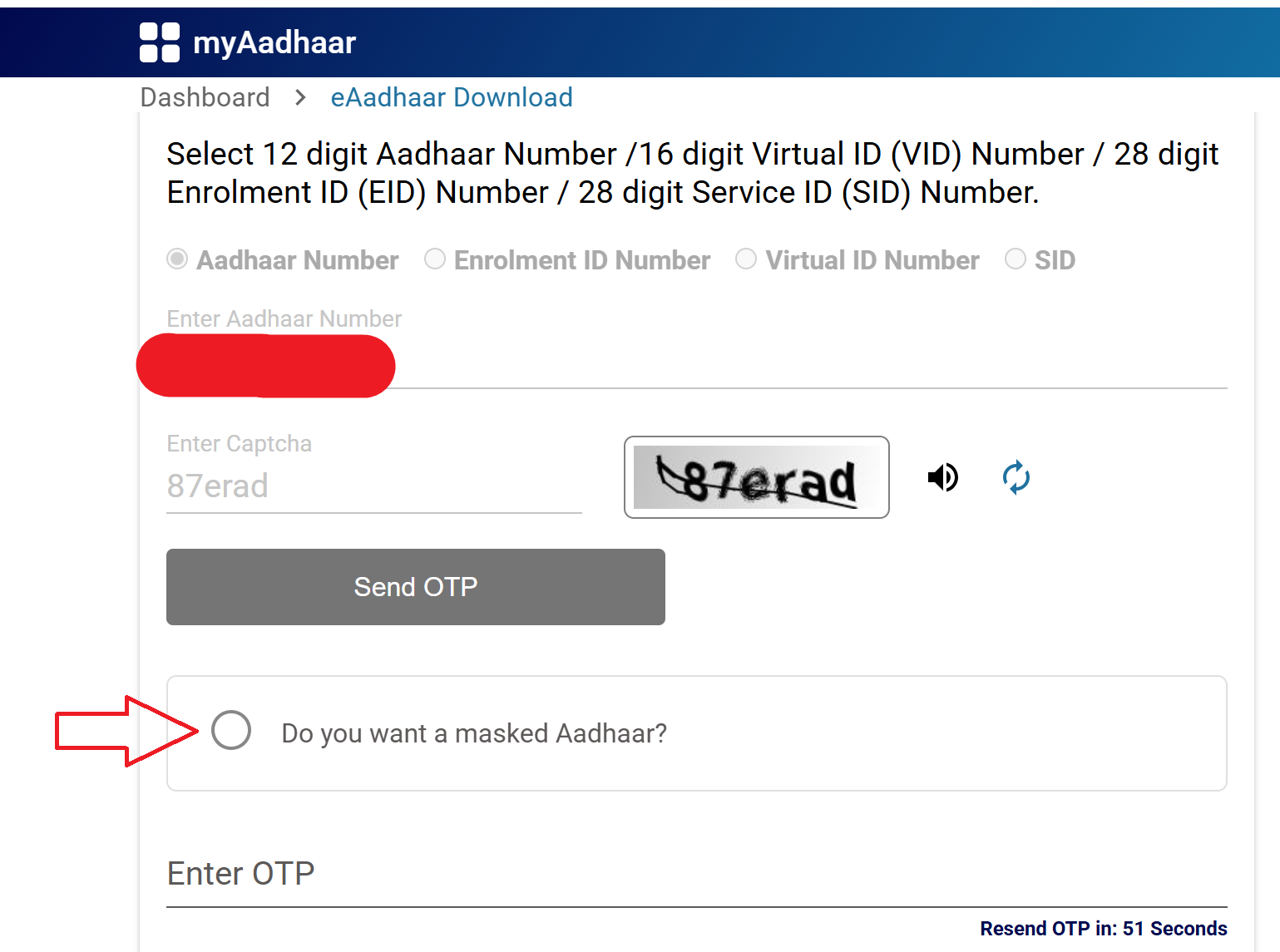Masked Aadhaar Download Process